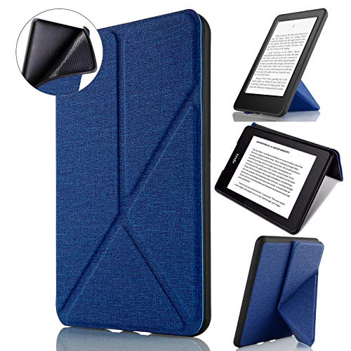 Capa Kindle 10ª Geração, WB, Auto Hibernação, Sensor Magnético Origami, Silicone Flexível, Estilo Tecido, Azul