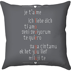 Tudo sobre 'Capa para Almofada I Love You Cinza Poliéster (40x40cm) - Haus For Fun'