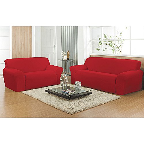 Capa para Sofa 3 Lug Canelada Vermelha Arte Cazza Vermelho
