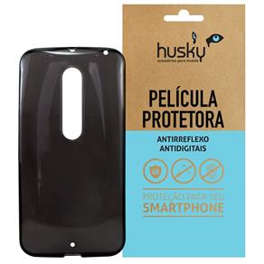 Capa + Película Fosca Moto X Style / Dual Silicone TPU Premium - Husky - Fumê
