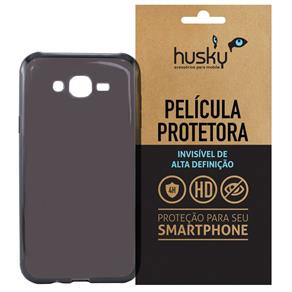 Capa + Película Galaxy J7 / Duos Silicone TPU Premium - Husky - Fumê
