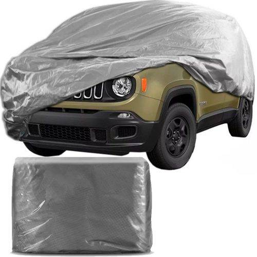 Capa Protetora para Cobrir Carro 100% Impermeável com Forro Central e Elástico Tamanho G Cinza Jeep