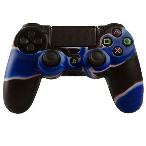 Capa Silicone Para Joystick Controle Playstation 4 Azul E Preto