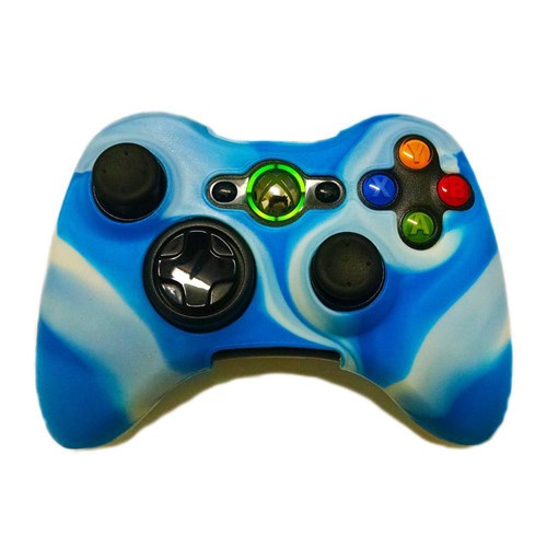 Capa Silicone Para Joystick Controle Xbox 360 Azul/Branco