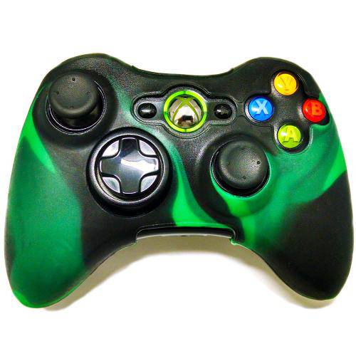 Capa Silicone para Joystick Controle Xbox 360 Verde/Preto
