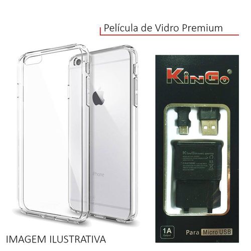 Capa Transparente para Celular Galaxy Note 5 Acompanha Carregador Kinggo Micro Usb V8