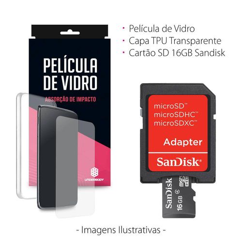 Capa Transparente + Película de Vidro + Cartão de Memória 16gb Sandisk Samsung A7 2017