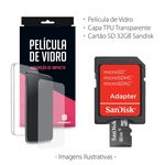 Capa Transparente + Película de Vidro + Cartão de Memória 32gb Sandisk para Moto G5 Plus