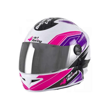 Capacete 4 Racing (Viseira Cristal + Viseira Cromada) Pink/L - Pro Tork