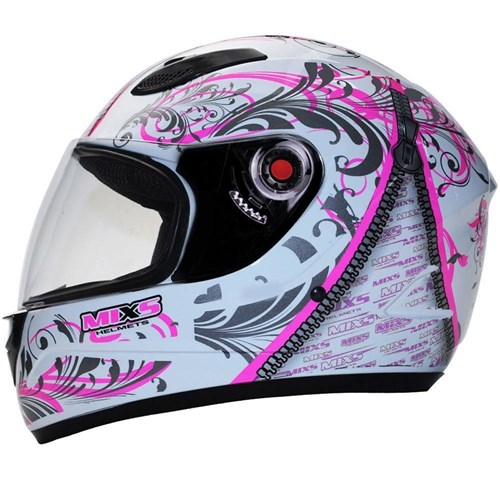 Capacete Feminino Mixs Fokker Racing Girls Branco e Rosa (56)