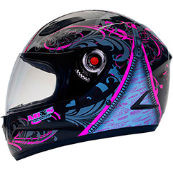 Capacete Mixs+ Fokker Racing Girls Preto com Rosa Transfer - 56