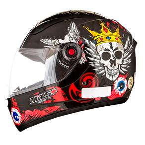 Capacete Mixs Helmets Fokker Skull - Preto/Vermelho - 58