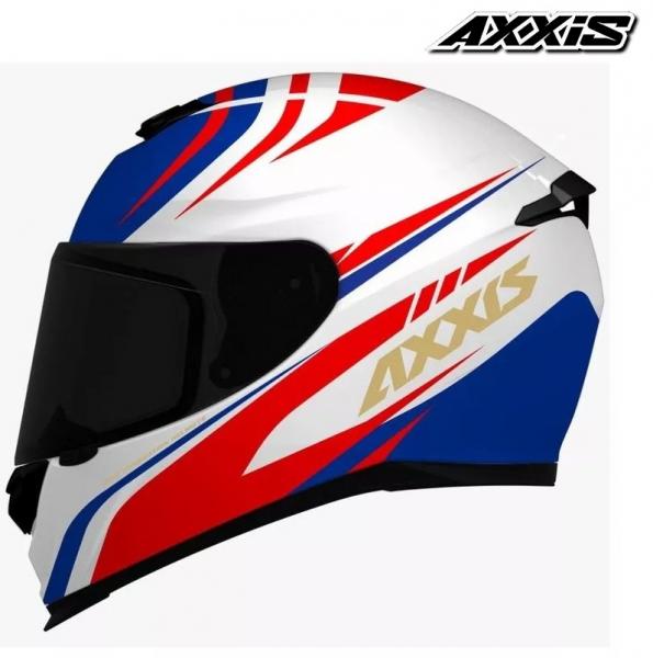 Capacete Moto Axxis Eagle Hybrid Branco/Azul/Vermelho