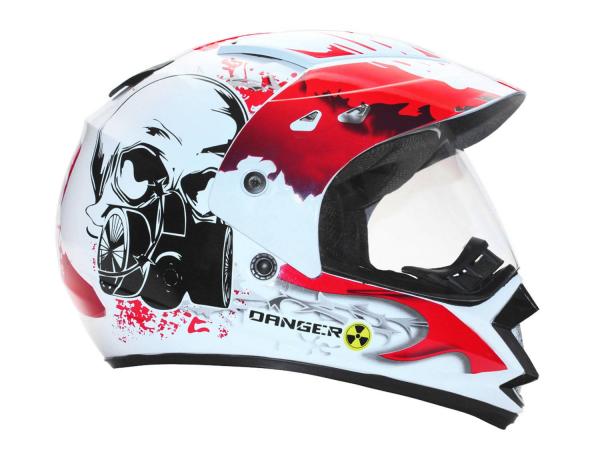 Capacete Tamanho 58 - Mixs MX Frontier Danger White Decal Red