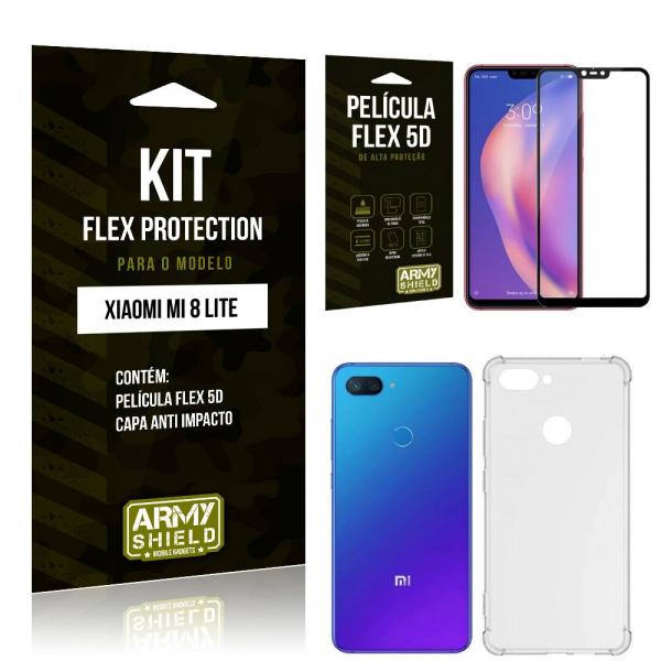 Capinha Anti Impacto + Película Flex 5D Xiaomi MI 8 LITE - Armyshield