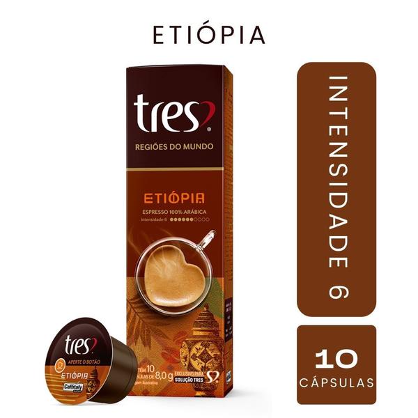 Cápsula de Café Três Corações - ESPRESSO ETIÓPIA - 10 Cápsulas - 80g