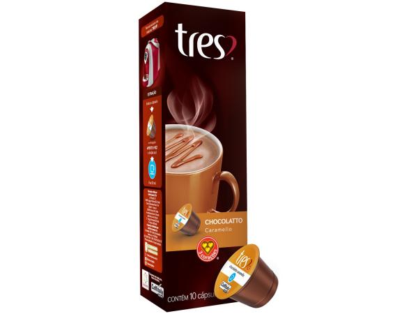 Tudo sobre 'Cápsula de Chocolate 3 Corações - Chocolatto Caramello TRES 10 Unidades'