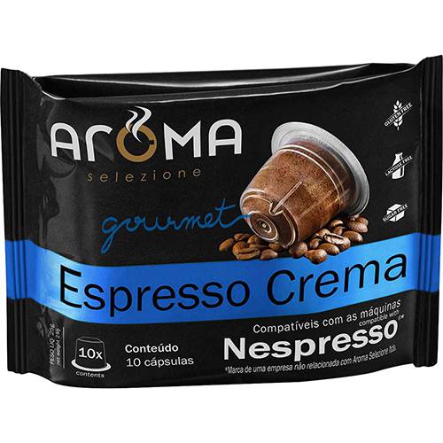 Cápsulas de Café Crema Espresso Aroma Selezione Compatível Nespresso - 10 Unidades
