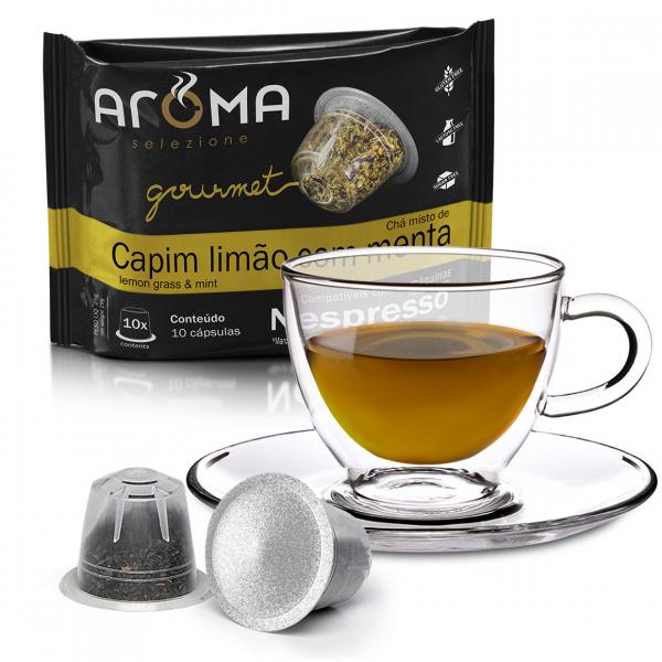 Cápsulas de Chá Capim-Limão com Menta Aroma - Compatíveis com Nespresso - 10 Un. - Aroma Selezione