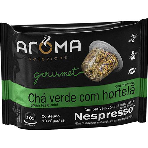 Tudo sobre 'Cápsulas de Chá Verde com Hortelã Aroma Selezione Compatível Nespresso - 10 Unidades'