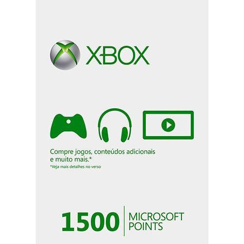 Tudo sobre 'Card Xbox Live 1500 Ms Points Caixa Master_56p-00283'