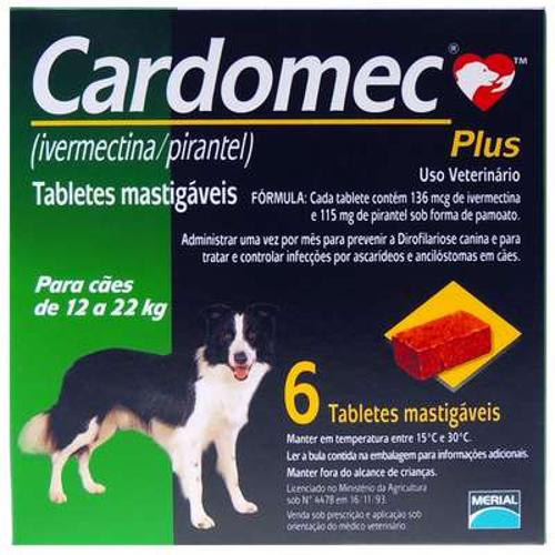 Cardomec Plus Verde Cães de 12 a 22 Quilos - 6 Tabletes