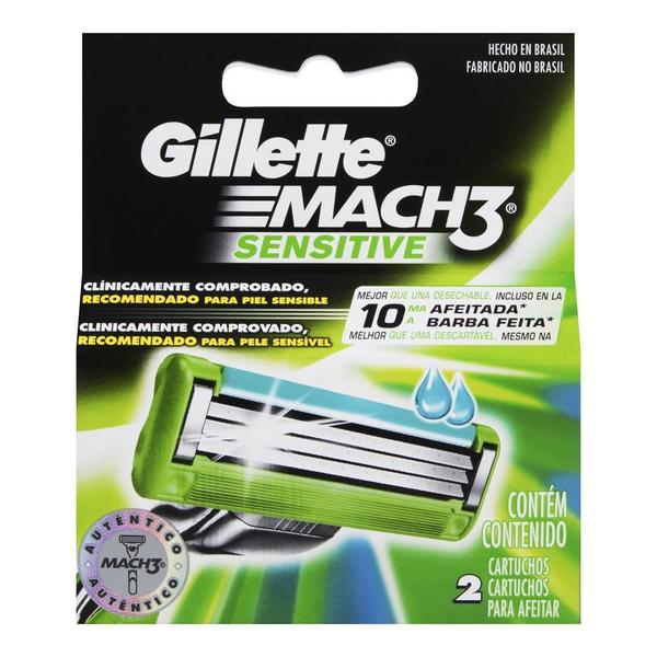 Carga Barbeador Mach 3 Sensitive - Gillette - com 2 Unidades