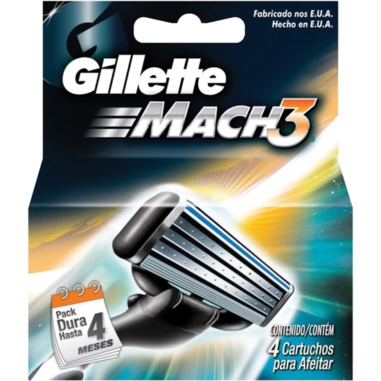 Carga Barbear Gillette Mach3 C/4 Mach3 Regular Unit - Gillette Mach 3