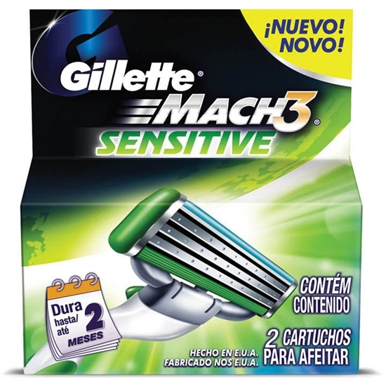 Carga Barbear Gillette Mach3 C/2 Mach3 Sensitive Unit - Gillette Mach 3