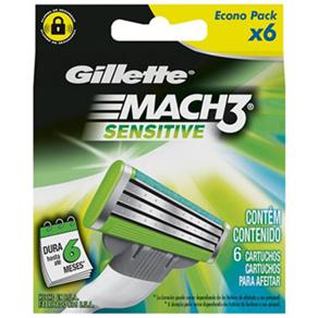 Carga de Barbear Gillette Mach3 Sensitive - 6 Unidades