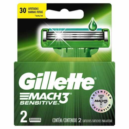 Carga Gillette Barbeador Mach 3 Sensitive C/2 Unidades - Gillete