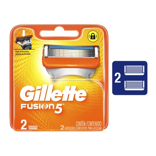 Carga Gillette Fusion 5 com 2 Cartuchos