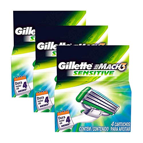 Carga Gillette Mach3 Sensitive - 12 Cartuchos