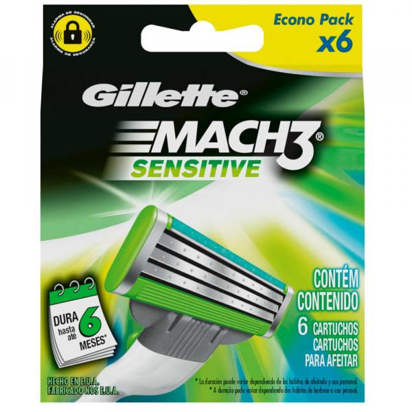 Carga Gillette Mach 3 Sensitive - 6 Unidades