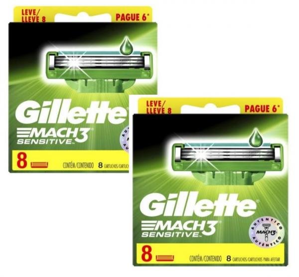 Carga Gillette Mach3 Sensitive com 16 Cartuchos