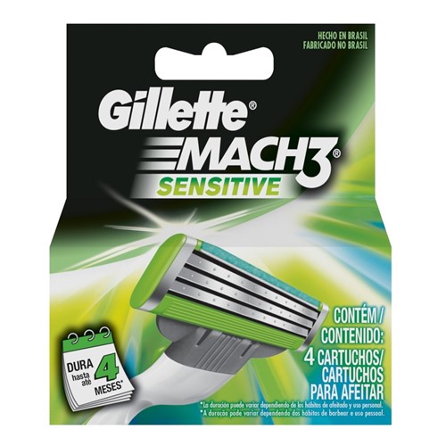 Carga Gillette Mach3 Sensitive com 4