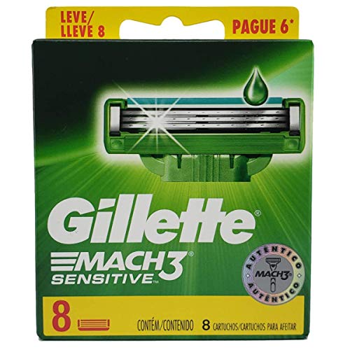 Carga Gillette Mach3 Sensitive com 8 Undades