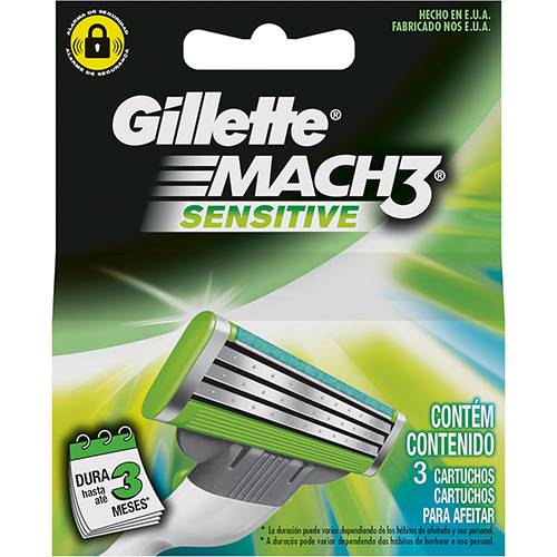 Carga Gillette Mach3 Sensitive com 3 Unidades