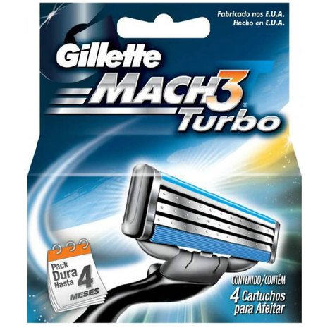Carga Gillette Mach3 Turbo com 4 Unidades