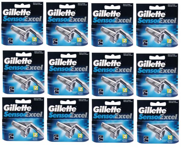 Carga Gillette Sensor Excel com 12x2 = 24 Cartuchos