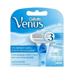 Carga Para Aparelho Depilatório Gillette Venus 3 Lâminas Com 2 Unidades