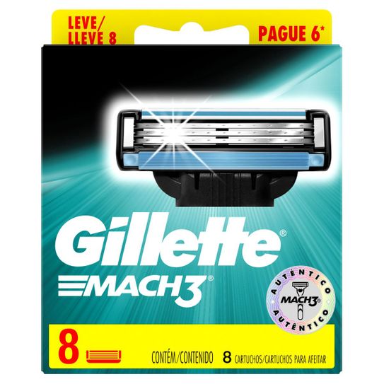 Carga para Aparelho de Barbear Gillette Mach3 - Leve 8 Pague 6
