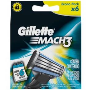 Carga para Aparelho de Barbear Gillette Mach3 Regular - 6 Unidades