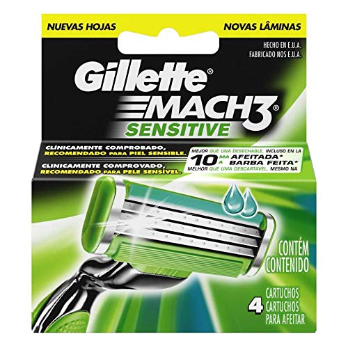 Carga para Aparelho de Barbear Gillette Mach3 Sensitive - 4 Unidades