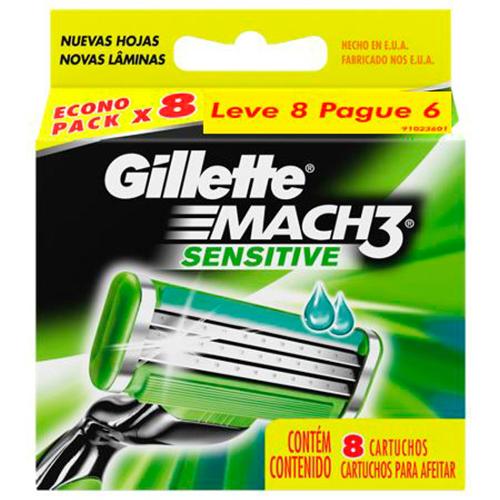 Carga para Aparelho de Barbear Gillette Mach3 Sensitive - 8 Unidades