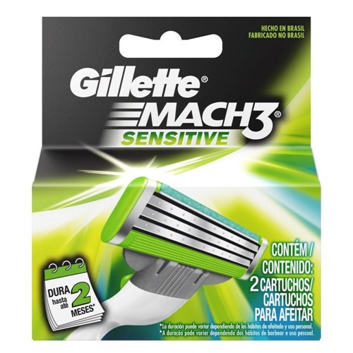 Carga para Aparelho de Barbear Gillette Mach3 Sensitive - 2 Unidades