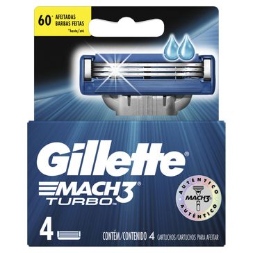 Carga para Aparelho de Barbear Gillette Mach3 Turbo 4 Unidades