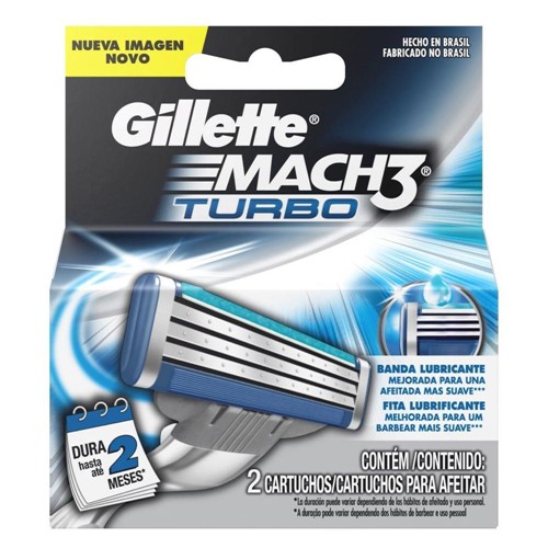 Carga para Aparelho de Barbear Gillette Mach3 Turbo - 2 Unidades