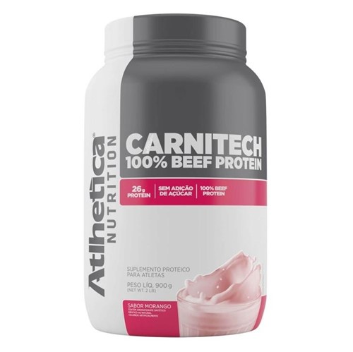 Carnitech 100% Beef Protein 900G Morango - Atlhetica Nutrition