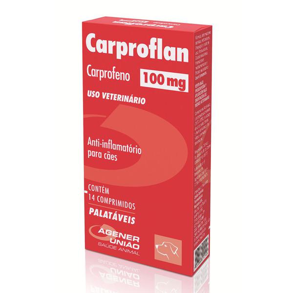 Carproflan 100mg - Anti-inflamatório para Cães à Base de Carprofeno - Agener (14 Comprimidos Palatáveis) - Agener União